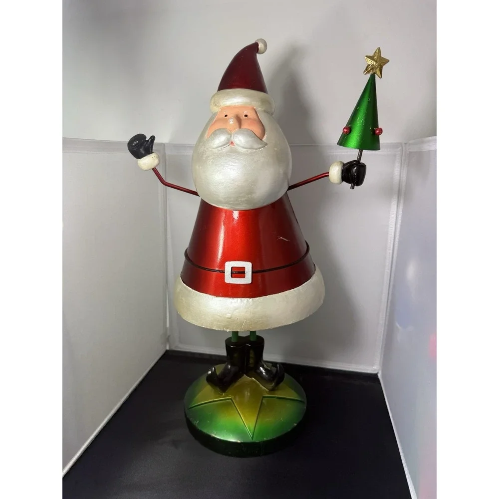 Vintage Style Metal Santa Claus Decor Wobble Bobble Body Collectible Festive 20